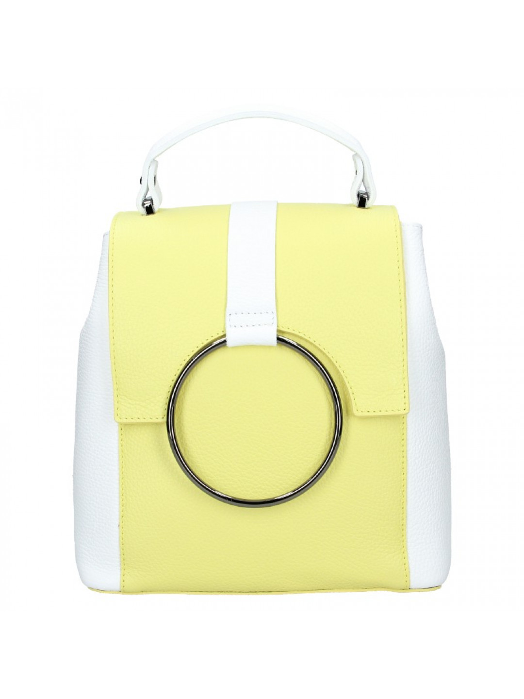 Dámský kožený batoh Vera Pelle Cecilie – žluto-bílá